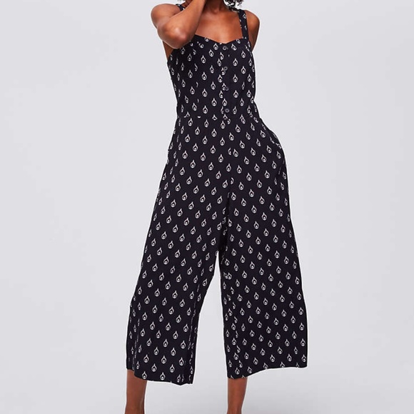 loft smocked wide leg jumpsuit